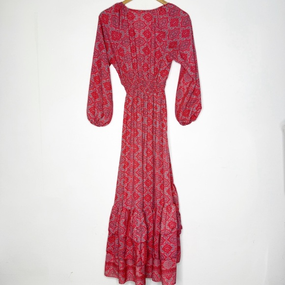 Boemo Anthropologie Faux Wrap Floral Midi Dress Size Small Petite - Picture 3 of 6
